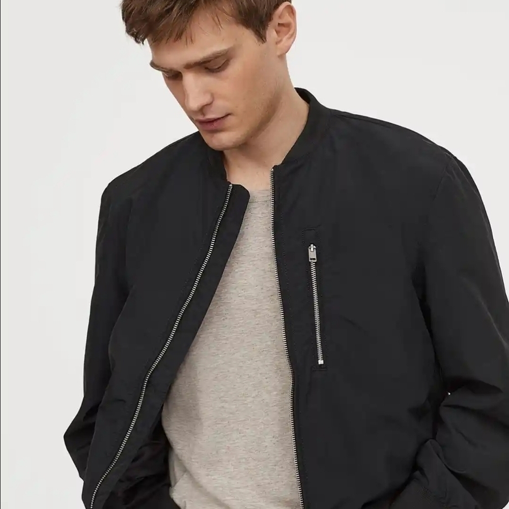 H&M Classic Black Bomber Jacket